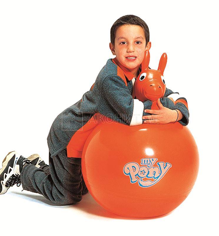 Мяч гимнастический с ручками "Хоп-Пони" (попрыгун), диам. 45 см, оранжевый