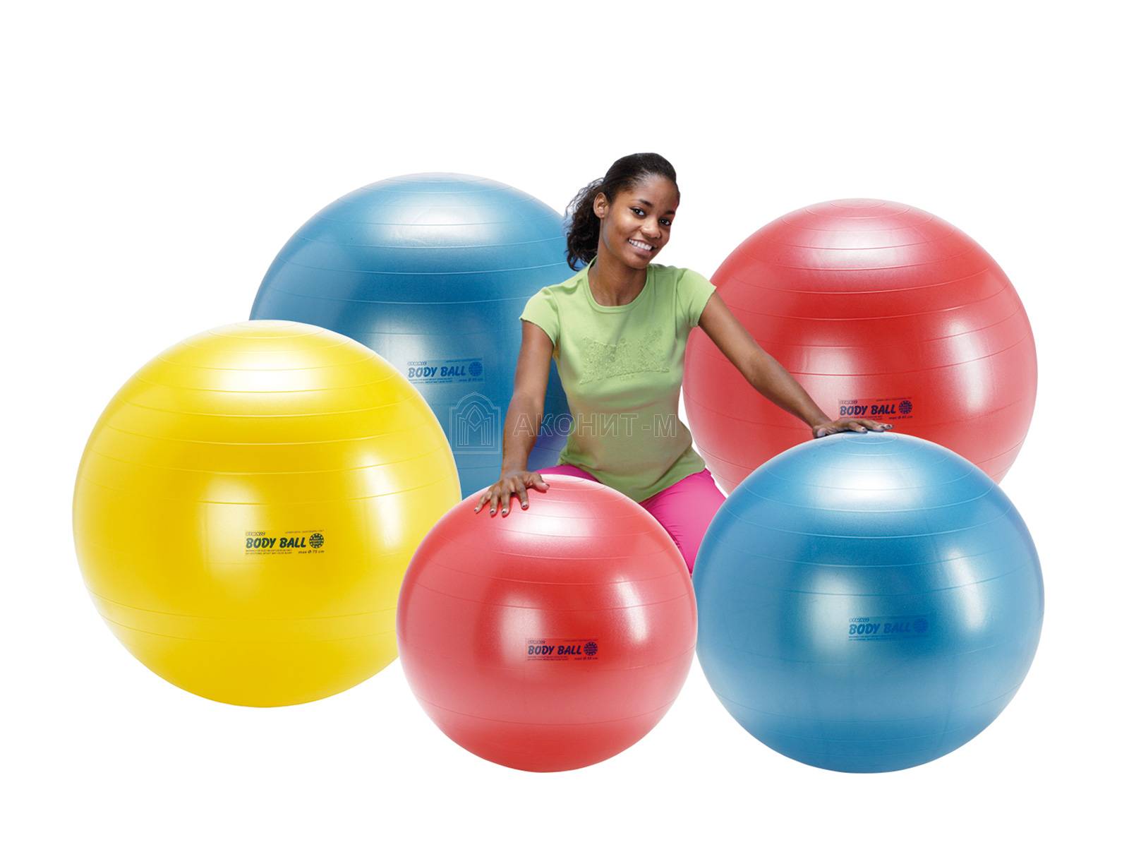 Мяч гимнастический для фитнеса "Боди" (фитбол), диам. 55 см, красный