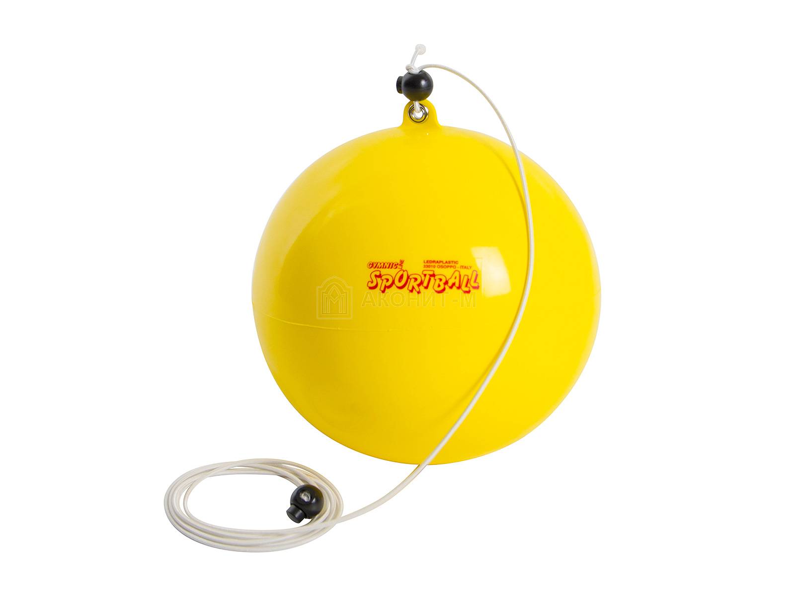 Мяч на резинке Sportball, диам. 20 см, желтый