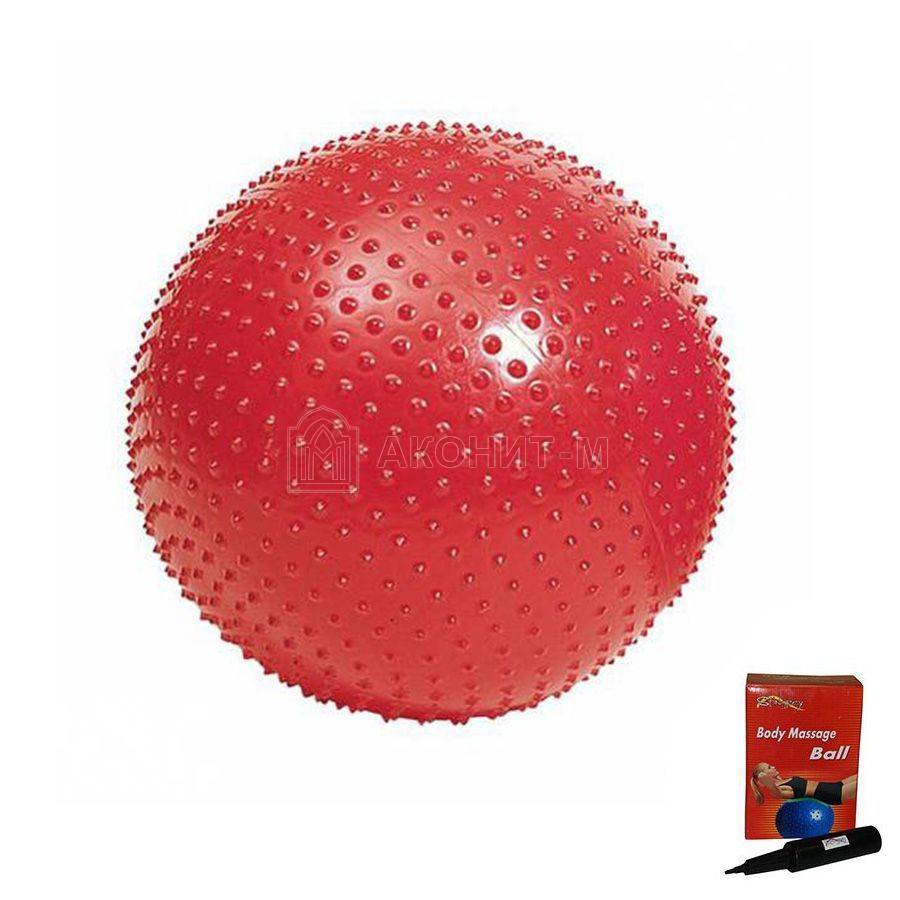 Мяч гимнастический массажный (фитбол), D. 65см (с насосом, красный)